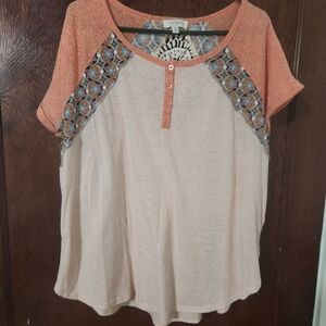 Orange and Cream Women's Top